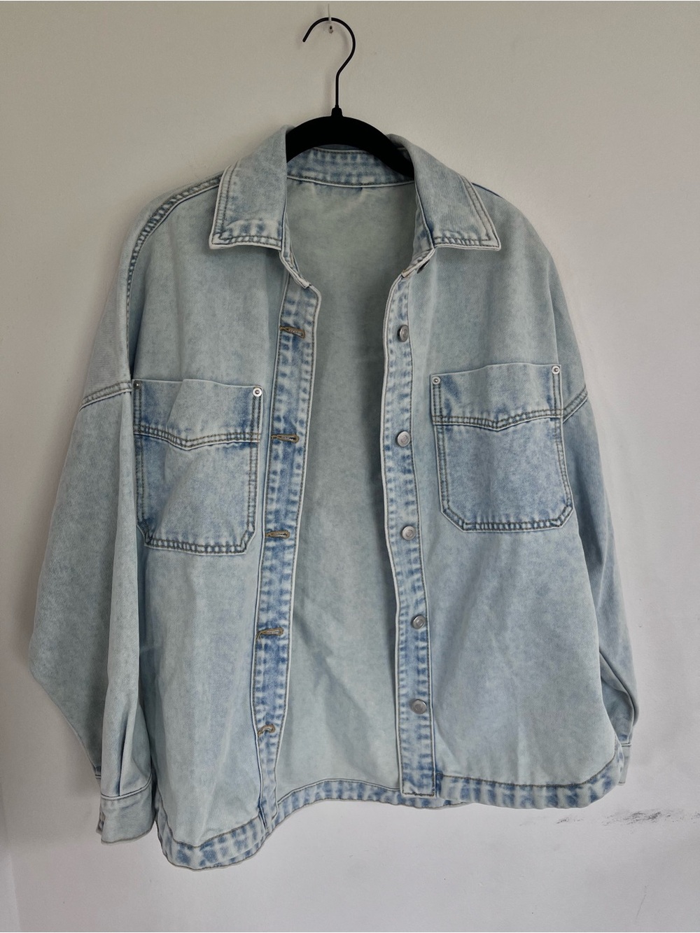 Light Wash Denim Jacket - Light Blue Oversized TikTok Viral